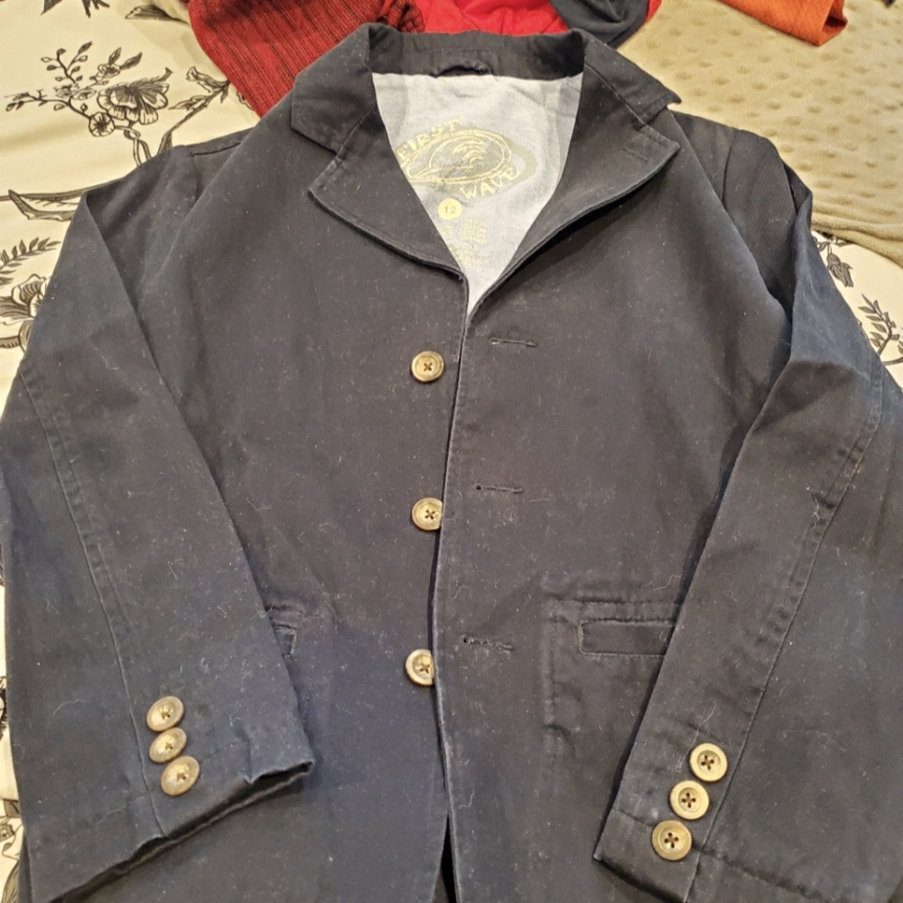 Navy blue boys size 12 first wave casual 3 button blazer